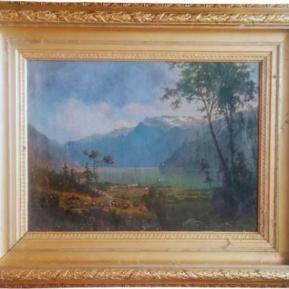 Berglandschaft in Öl auf Leinwand mit Rahmen ca. 55 × 65 cm