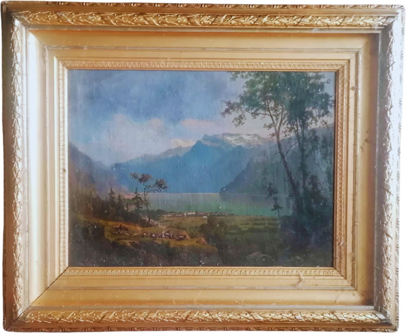 Berglandschaft in Öl auf Leinwand mit Rahmen ca. 55 × 65 cm