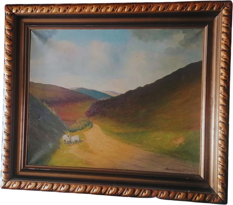 Landschaft mit Schafen 87 x 74 cm Öl auf Leinwand