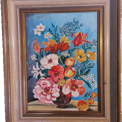 Sonnenblumen in Vase auf Leinwand 55 cm x 45 cm in Öl