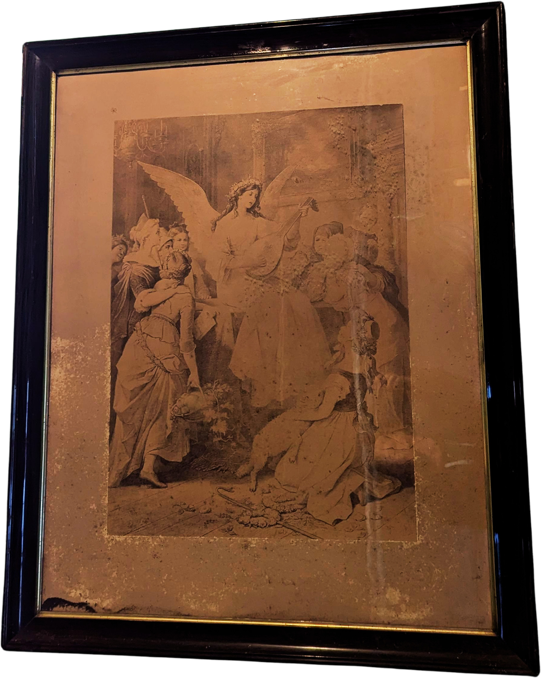 Engel mit Frauen Kunstdruck 103 × 82 cm hinter Glas gerahmt