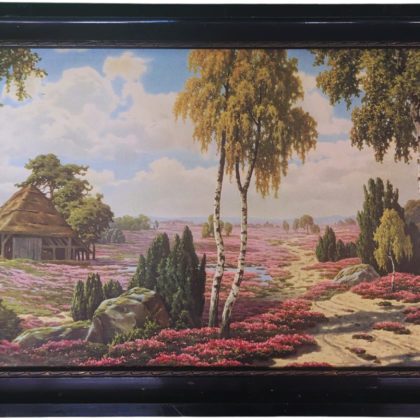 Heidelandschaft Kunstdruck 86 × 43 cm hinter Glas gerahmt