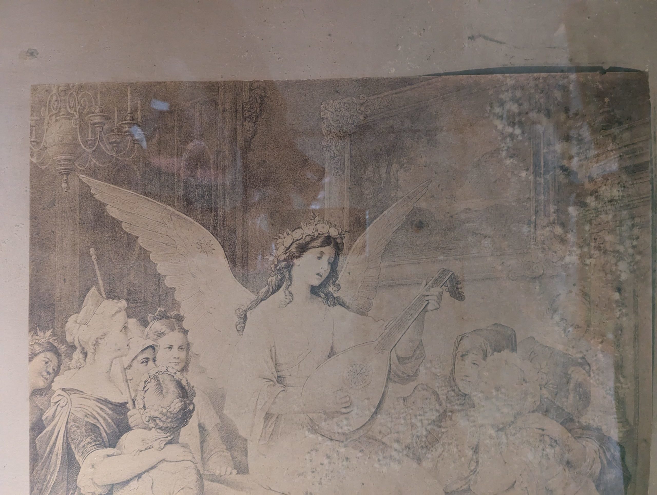 Engel mit Frauen Kunstdruck 103 × 82 cm hinter Glas gerahmt – Bild 3