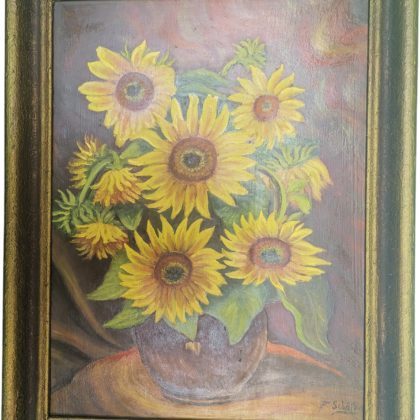 „Sonnenblumen in Vase“ auf Leinwand 69 cm x 55 cm in Öl